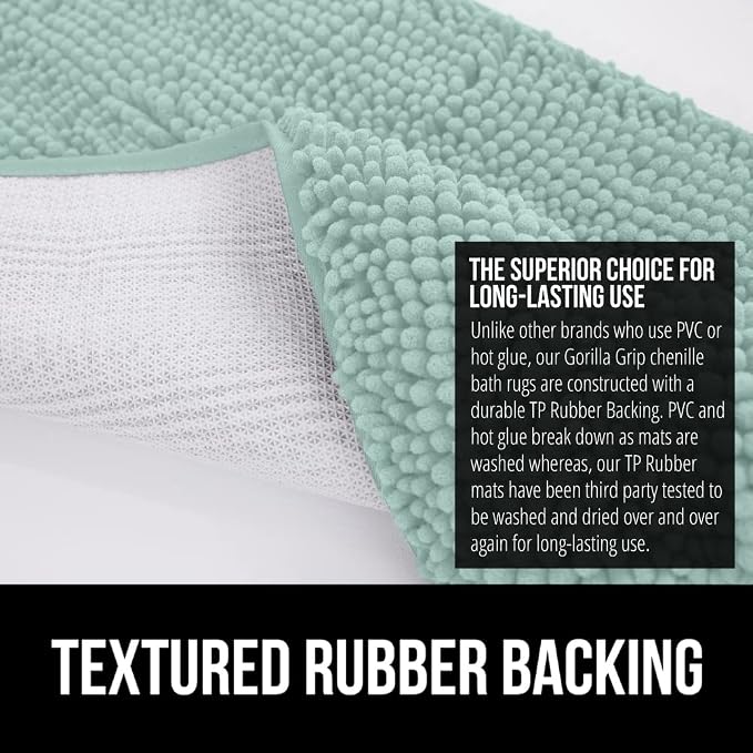 GORILLA GRIP Bath Rug Mat 30x20, Soft Absorbent Chenille, Quick Dry Microfiber - Image 6
