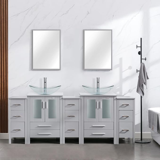 eclife 84" Modern Bathroom Vanity Sink Combo Freestanding Cabinet by eclife