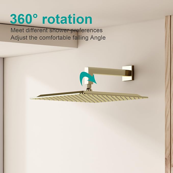 Square Rain Shower Head, High Flow Stainless Steel, Work - Image 7