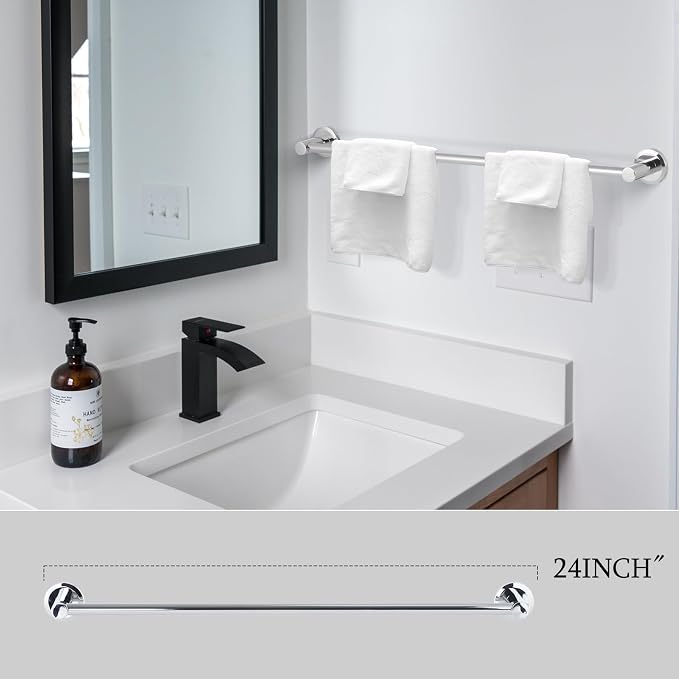 Polished Chrome Bathroom Hardware Set 4 Piece Towel Rack Bath Shower - Image 4