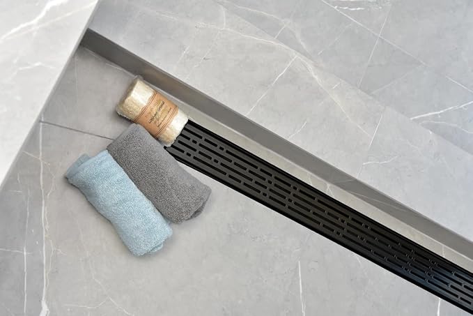 SereneDrains 304 Stainless Steel Linear Shower Drain 18 Inch Matte Black Shower - Image 2