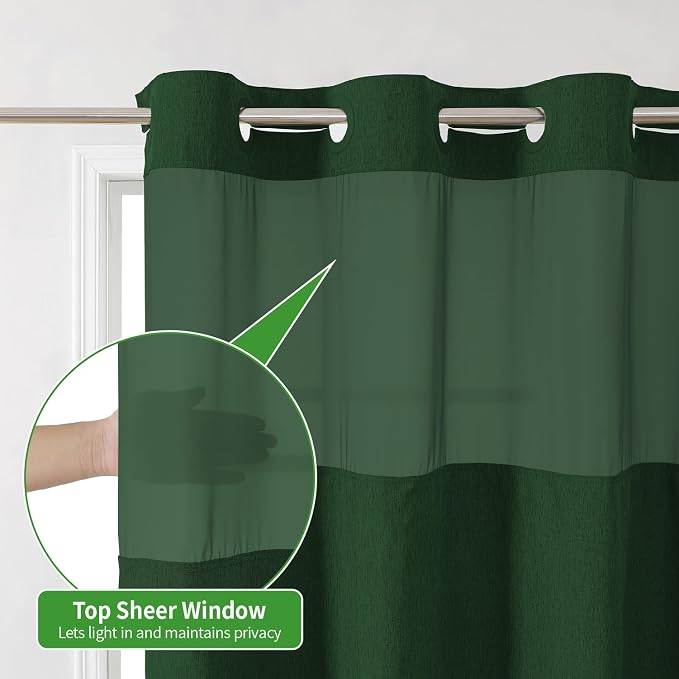 Extra Long No Hooks Needed Linen Textured Shower Curtain - Image 6