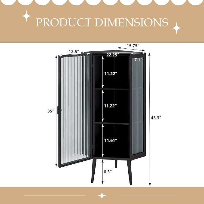 Corner Storage Cabinet with Glass Door - Image 2