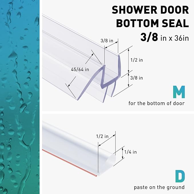 Shower Door Bottom Seal, Frameless Glass Shower Door Seal Strip, Stop Shower - Image 3