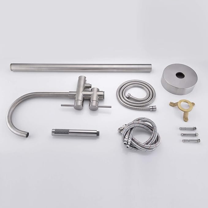 Freestanding Tub Filler Bathtub Faucet Brushed Nickel Floor Mounted Faucets - Image 6