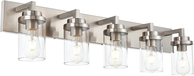 MELUCEE 5-Light Bathroom Vanity Light Brushed Nickel Finish by MELUCEE