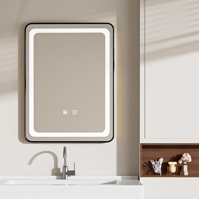 LED Bathroom Mirrors with Lights, 3 Colors Dimmable, Touch Sensor by Unknown