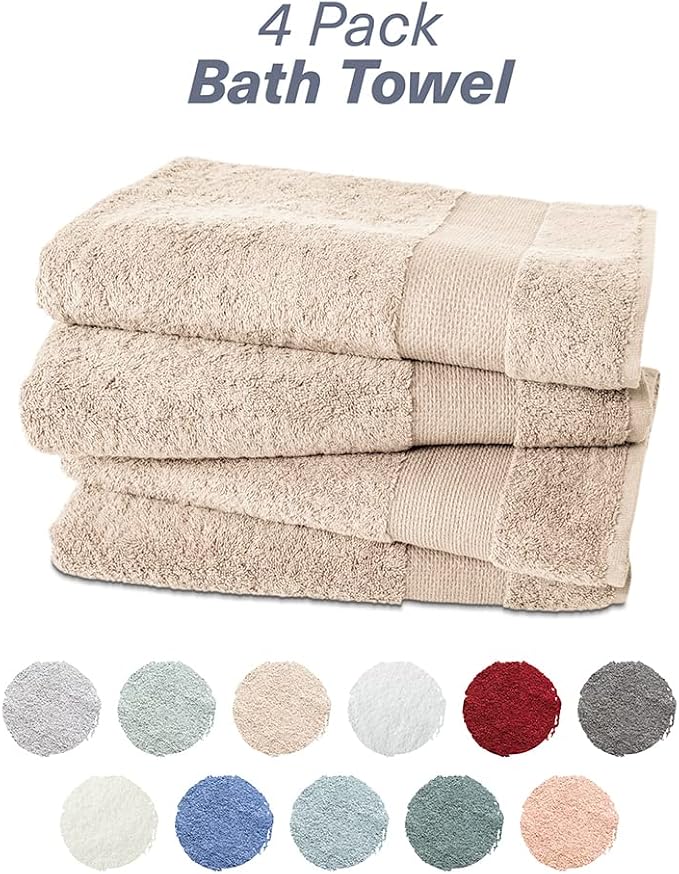 Hencely Premium Bath Towel Set of 4-28x 58 inches Soft Turkish Cotton Absorbent - Image 4