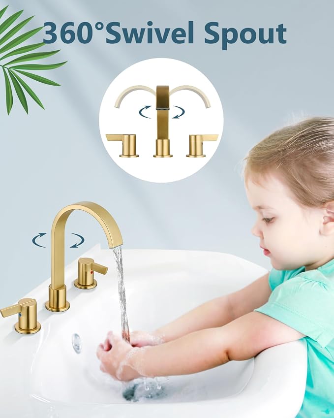 Aolemi Bathroom Faucets 3 Hole, 8 Inch Widespread Waterfall Bathroom Sink Faucet - Image 3