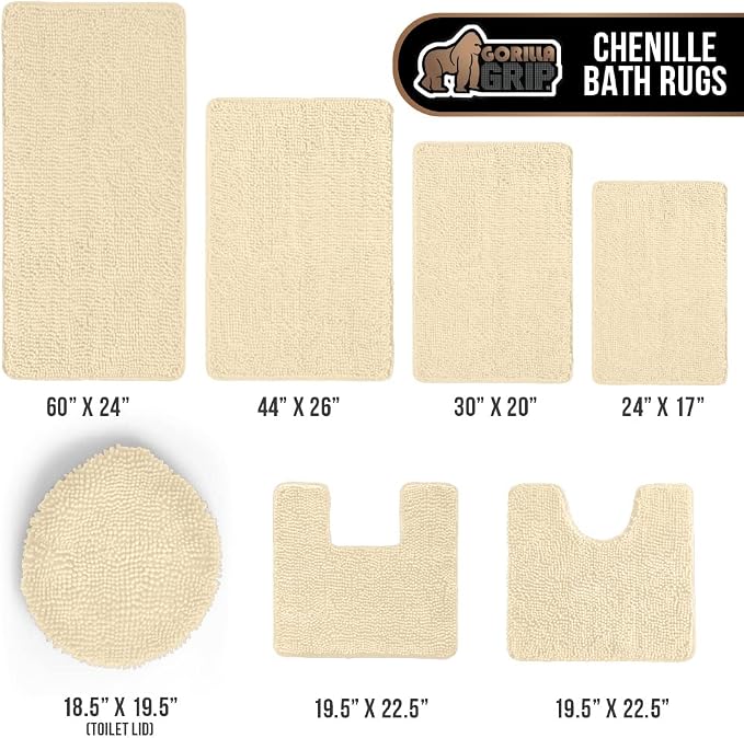 GORILLA GRIP Plush Absorbent Shaggy Chenille Bath Rug Mat - Image 9