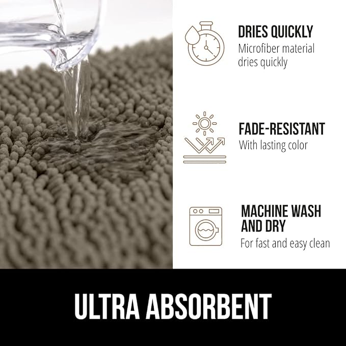 GORILLA GRIP Bath Rug Mat 36x24, Thick Soft Absorbent Chenille, Quick Dry - Image 4