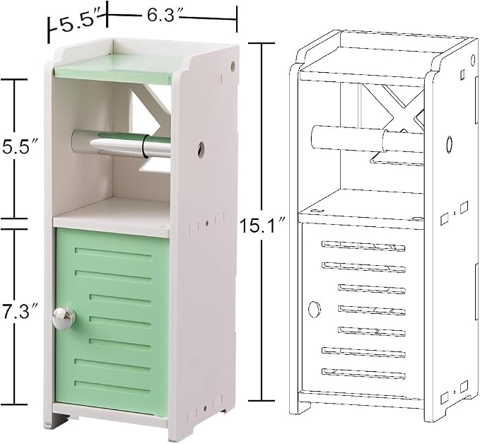 AOJEZOR Toilet Paper Holder Stand: Freestanding PVC Cabinet Storage - Image 6