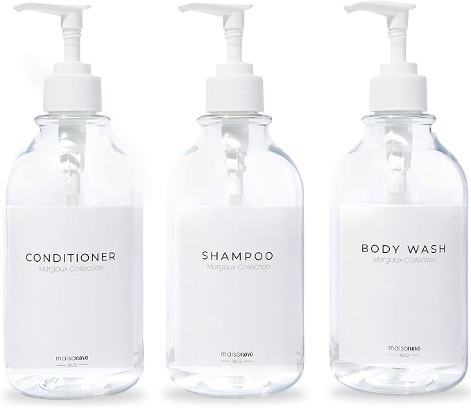 MaisoNovo Refillable Shampoo and Conditioner Bottles | 16.9 fl oz Set of 3 by MaisoNovo-TheArtofSustainableLiving