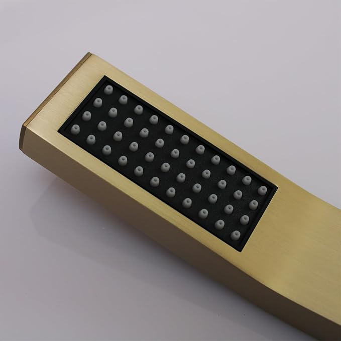 Hand Held Shower Head Combo Set Square Shower Wand Brushed Gold Solid Brass - Image 9