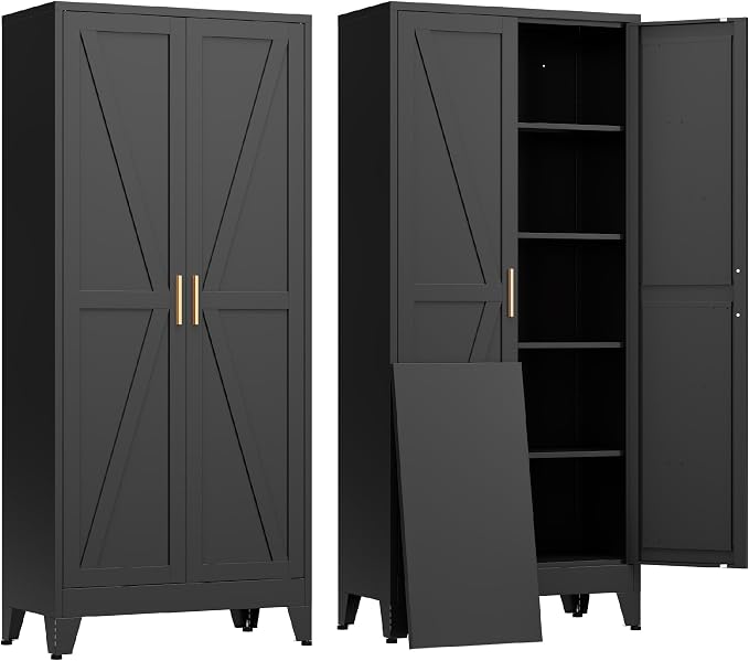 COFaR Black Farmhouse Storage Kitchen Pantry Cabinet by COFAR