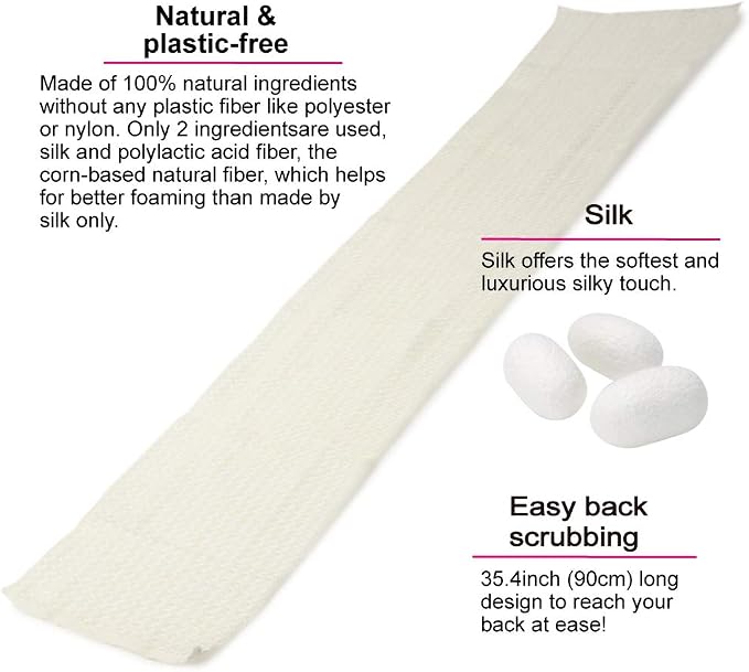 Exfoliating Washcloth Shower Back Scrubber, Natural Loofah - Image 2
