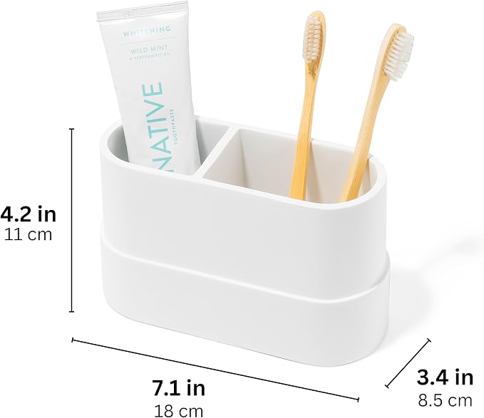 Matte White Large Toothbrush and Toothpaste Holder and Cup - Image 5