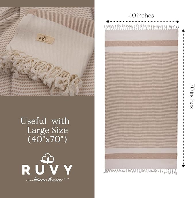 Ruvy Home Basics 2 Pack Turkish Beach Towels – Oversized Quick-Dry Bath Towels - Image 3