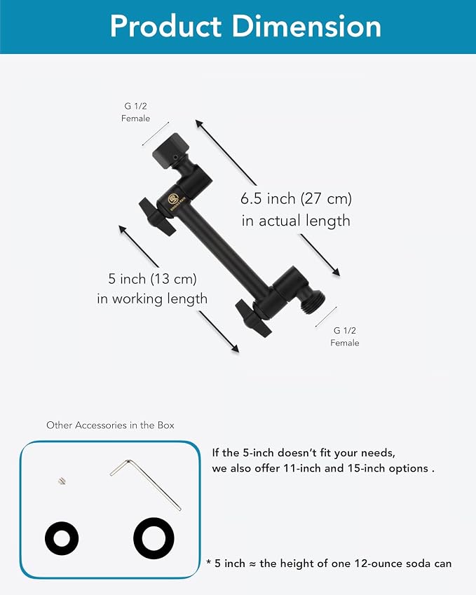 5 Inch Adjustable Shower Head Extension Arm - Image 5