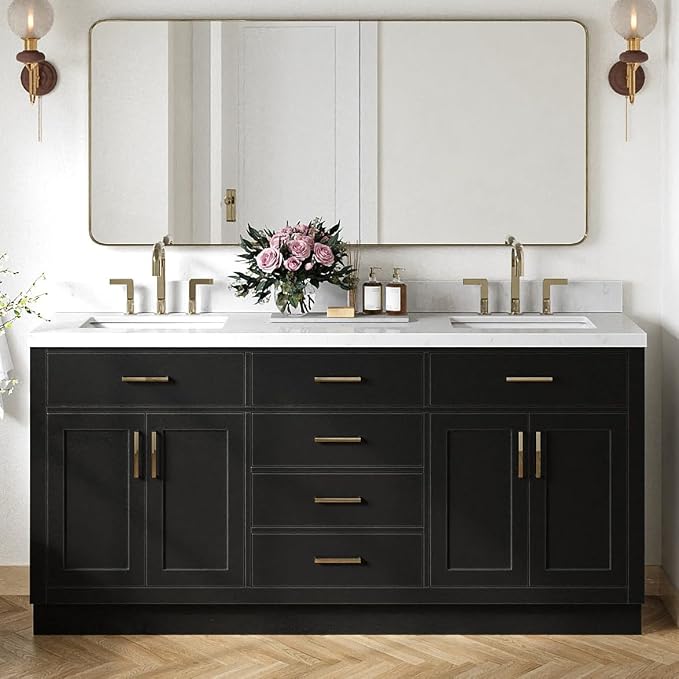 ARIEL Hepburn 72 in. Double Rectangle Sink Bathroom Vanity by Ariel