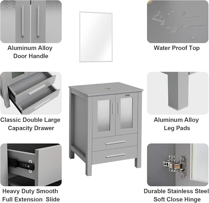 eclife 48" Modern Bathroom Vanity Sink Combo Freestanding Cabinet - Image 3