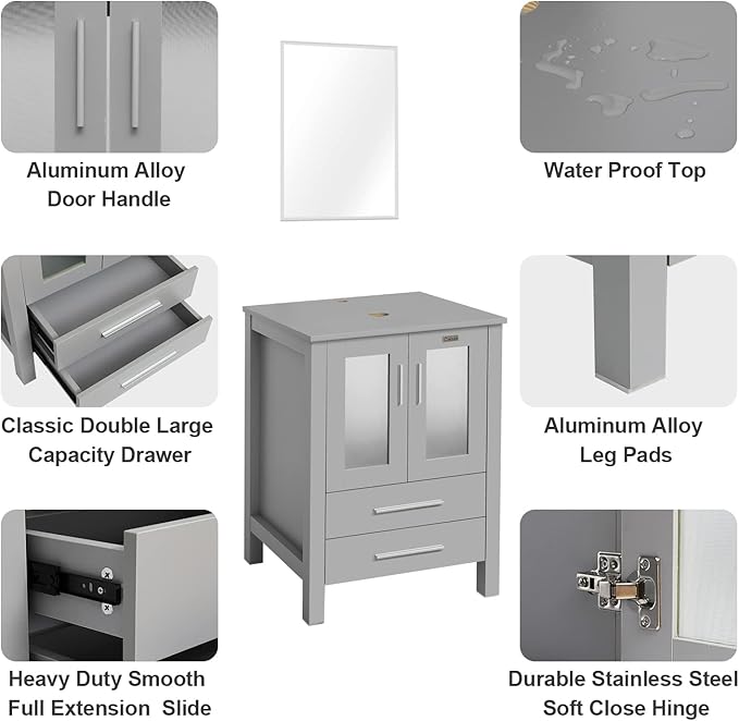 eclife 48" Modern Bathroom Vanity Sink Combo Freestanding Cabinet - Image 3