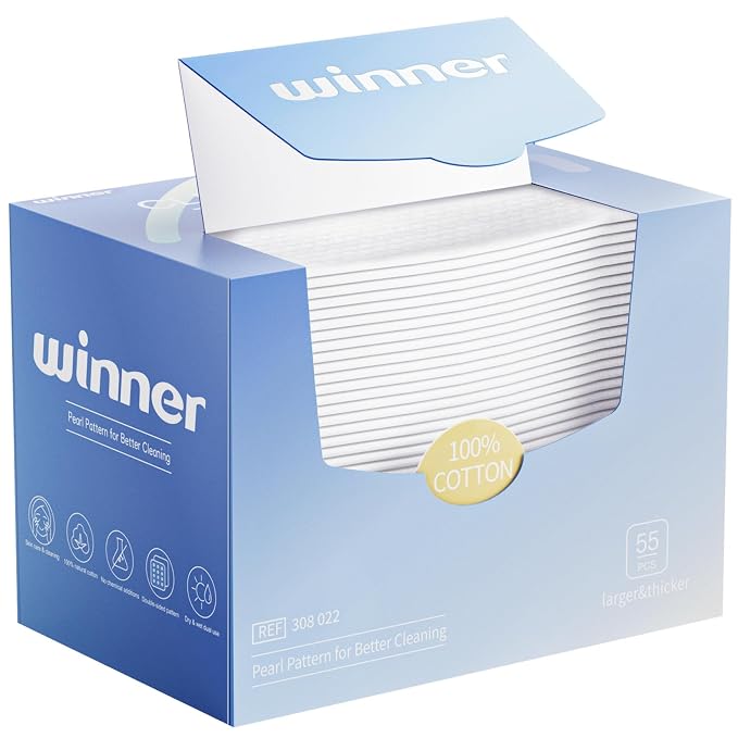 Winner Face Towels, 100% USDA Biobased Facial Towelettes XL, Disposable Face by Winner