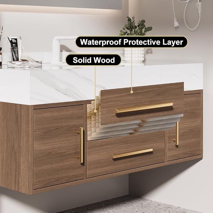 Bathroom Vanity with Sink 39" Floating Bathroom Vanity Sintered Stone Modern - Image 3
