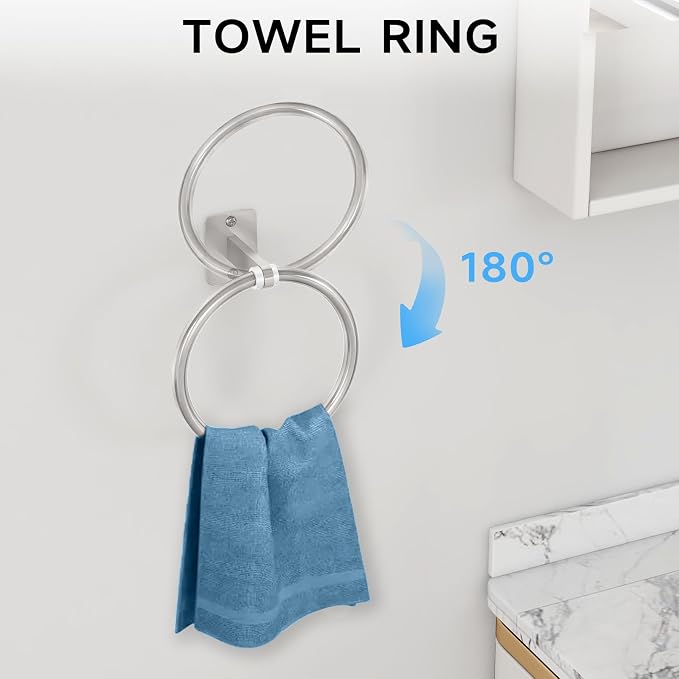 Brushed Nickel Bathroom Accessories Set, 4 Pieces Bathroom Hardware Set - Image 3