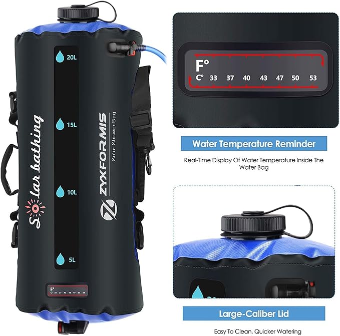 Camping Shower Bag, 5 Gal/20L TPU Material Portable Shower Bag - Image 4