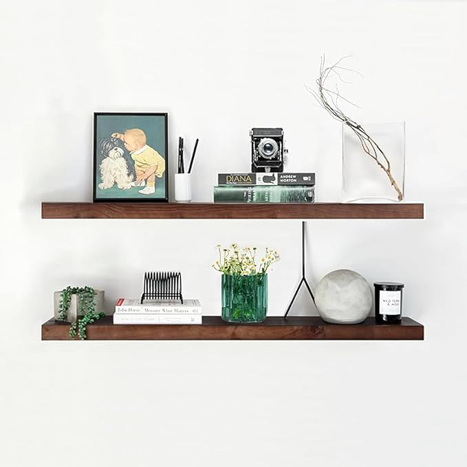Homeforia Walnut 42 inch Floating Shelves, High End Solid Real Wood 42inch by Homeforia