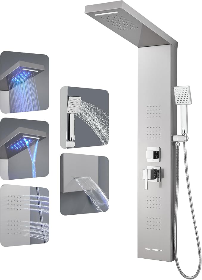 ROVOGO LED Shower Panel Tower System, 5-Function Shower Column by ROVOGO