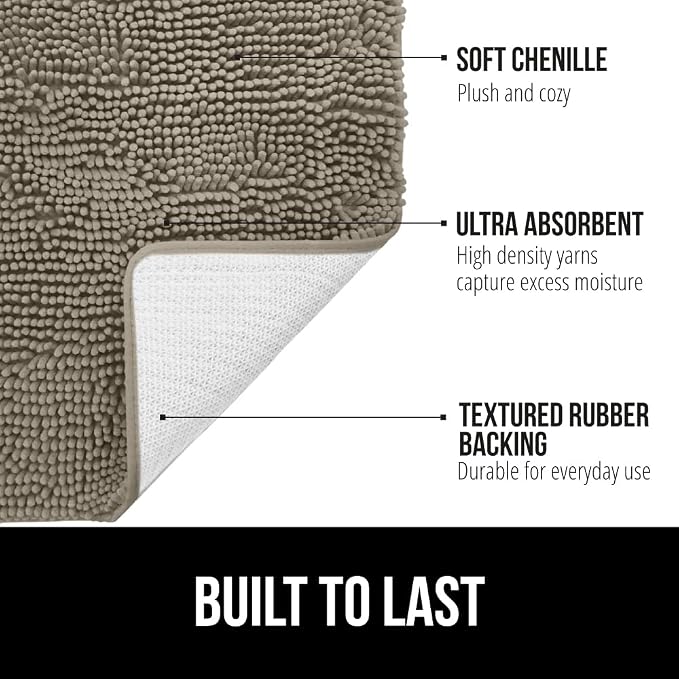 GORILLA GRIP Bath Rug Mat 36x24, Thick Soft Absorbent Chenille, Quick Dry - Image 2