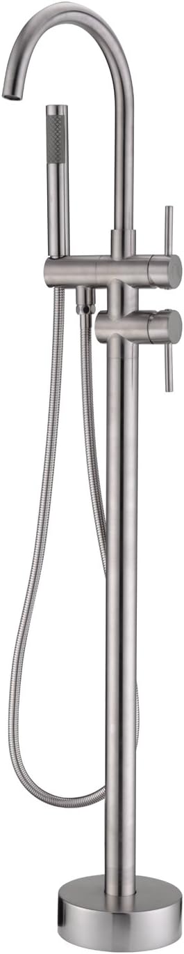 Freestanding Tub Filler Bathtub Faucet Brushed Nickel Floor Mounted Faucets by ArtiquaSanitaryWare