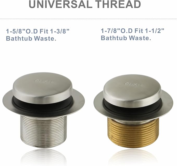 Brushed Nickel Tub Drain Tip-Toe Tub Trim Set Conversion Kit Assembly, Hidrop - Image 3