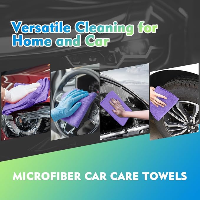 HOMEXCEL Purple Microfiber Cleaning Cloth 12 Pack 12.5 x 12.5 Inch Microfiber - Image 4