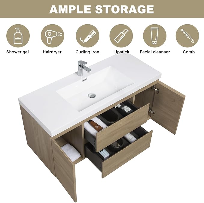 Floating Vanity Bathroom, 48 Inch Bathroom Vanity - Image 5