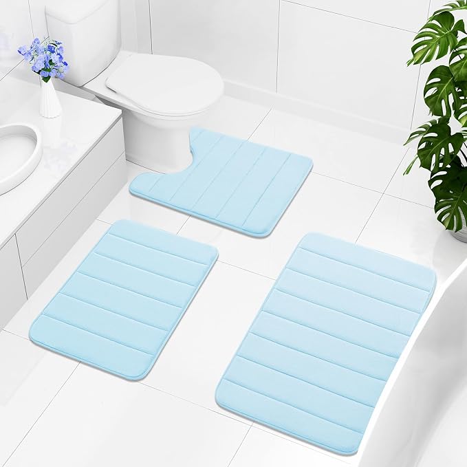 Buganda Memory Foam Bath Mat, Ultra Soft and Non-Slip Bathroom Rugs, Water - Image 8