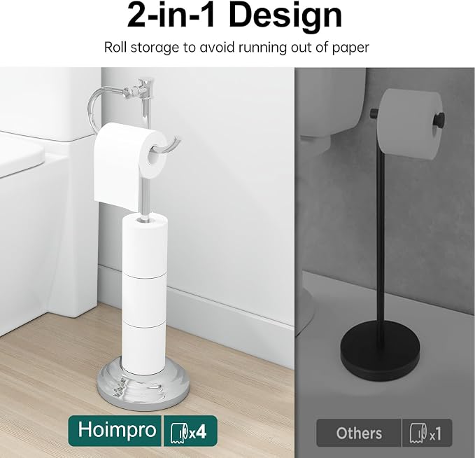 Hoimpro 25" Toilet Paper Holder Free Standing, Floor Bathroom Toilet Paper - Image 3