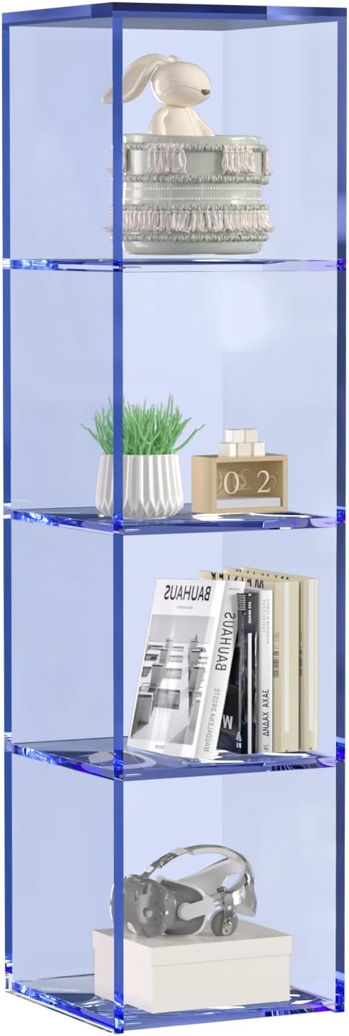 42.5" Acrylic Bookcase, 4-Tier Floor Standing Clear Acrylic Bookshelf, Sturdy by Vakiorn