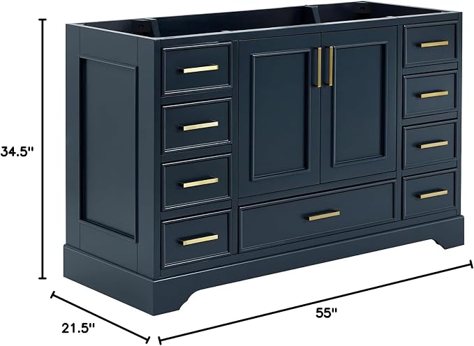 ARIEL Stafford 54" Midnight Blue Bathroom Vanity Base Cabinet, Single Sink - Image 3