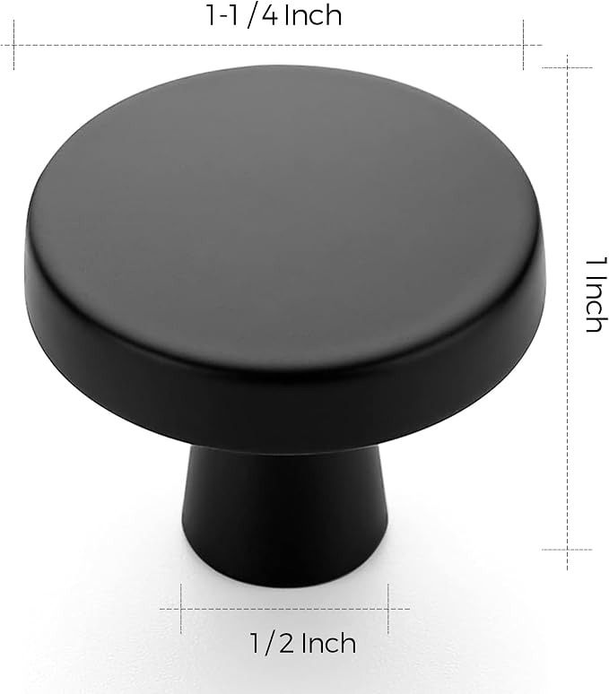 Ravinte 60 Pack Drawer Pulls 1-1/4 Inch Matte Black Kitchen Cabinet Knobs Solid - Image 3