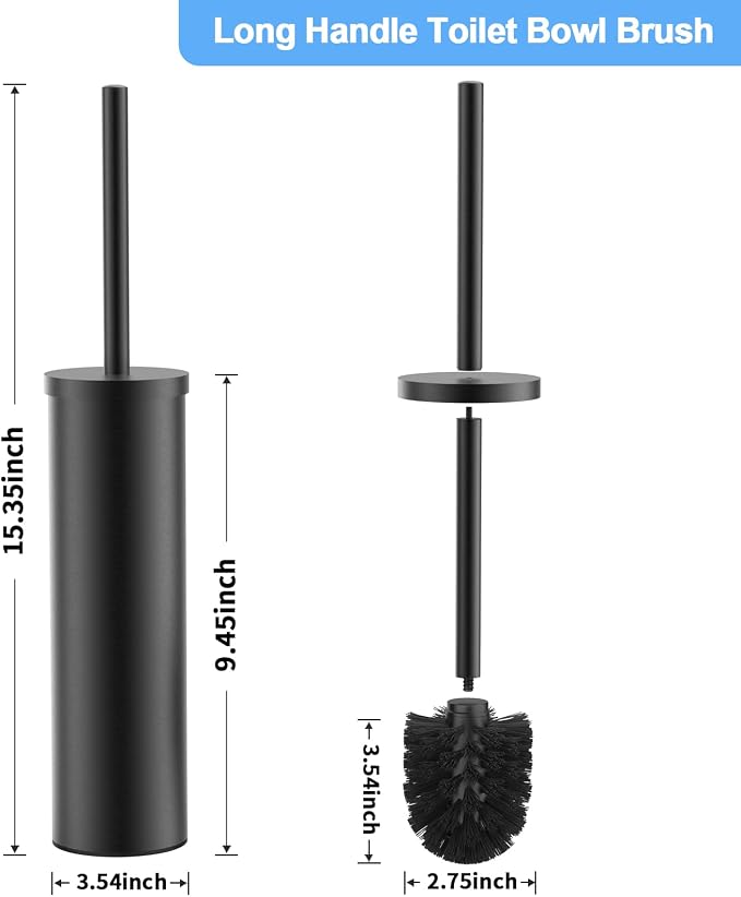 Stainless Steel Toilet Brush and Holder Set Oil Rubbed Matte Black Heavy Duty - Image 3