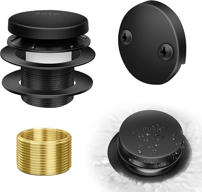 Tip-Toe Bathtub Drain Kit with Two-Hole Overflow Plate, Universal Fine/Coarse by HeiLuon