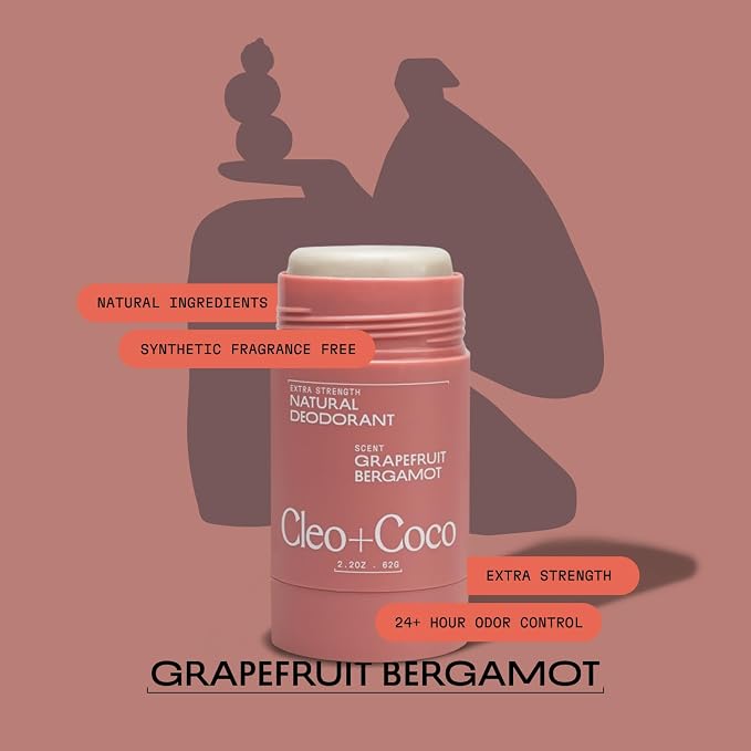 Cleo+Coco Extra Strength Deodorant Balm, Grapefruit Bergamot, Natural Aluminum - Image 3