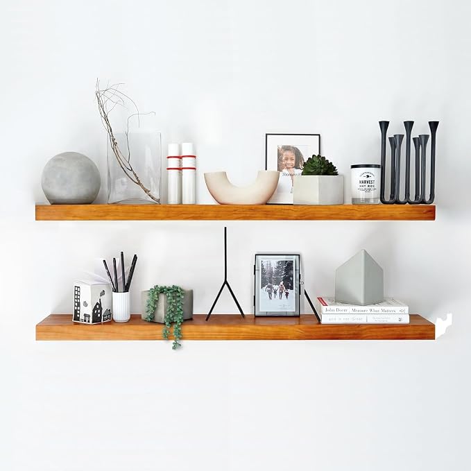 Homeforia Oak Floating Shelves 42 inch Long, High End Solid Real Wood 42inch by Homeforia