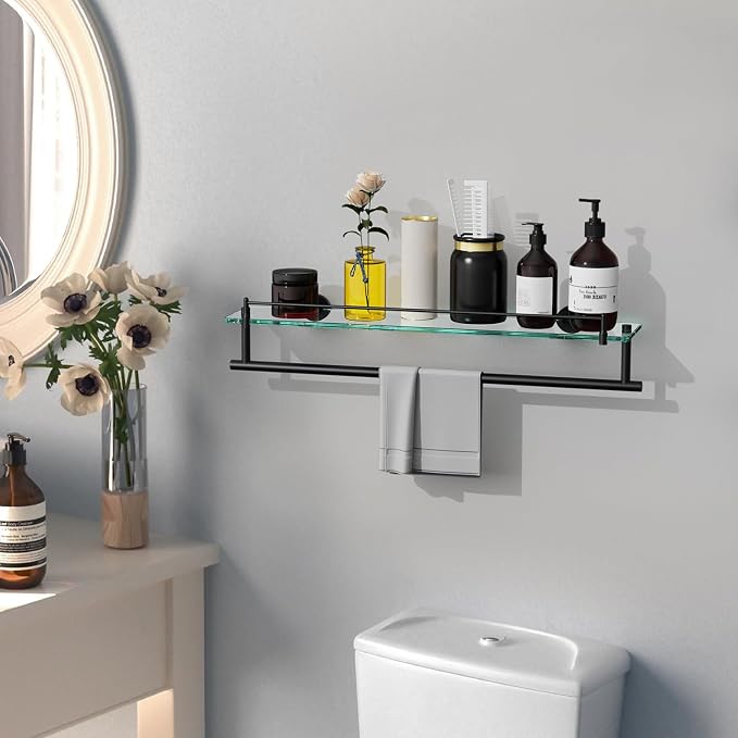 Towel Rack with Tempered Glass Shelf - Image 2