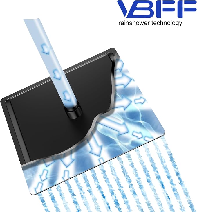 VBFF-Shower Head, rain shower head, 12 inch- Square Shower Head, 1.8 GPM Flow - Image 3