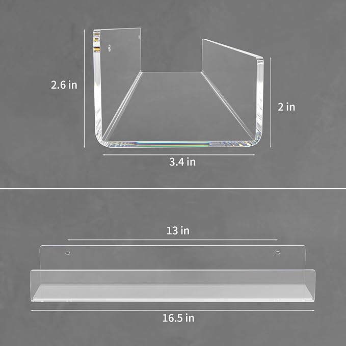 NIUBEE 16.5-Inch Acrylic Floating Bookshelves - Image 3