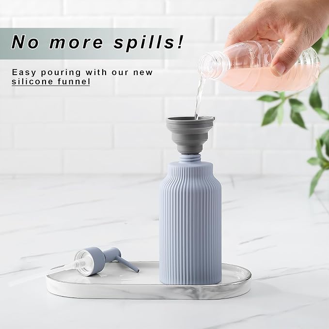 Modern Ceramic Soap Dispenser for Bathroom，14oz Ceramic Soft Touch Hand Lotion - Image 4